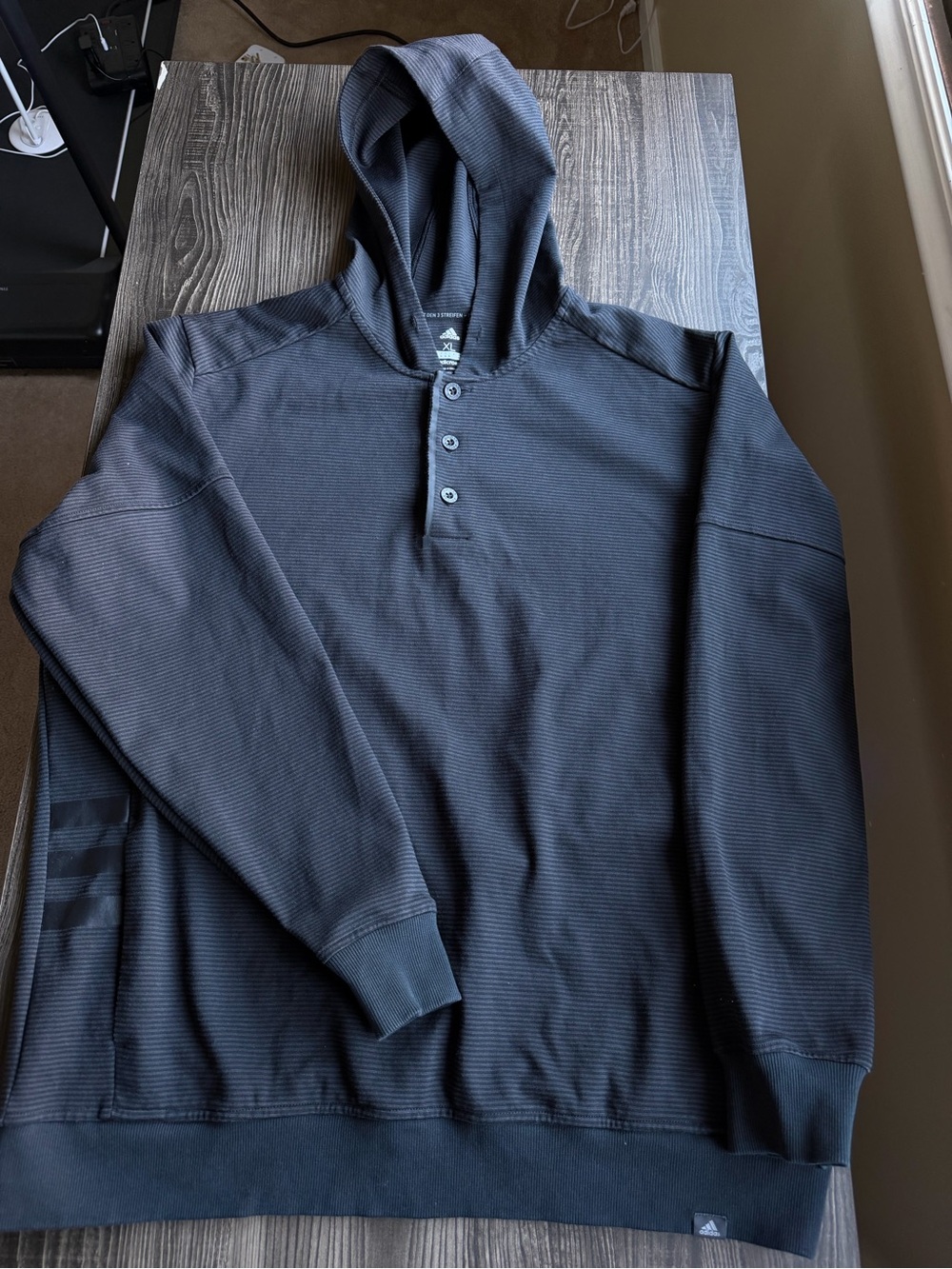 Adida’s Men's Black Hooded Henley Sweatshirt